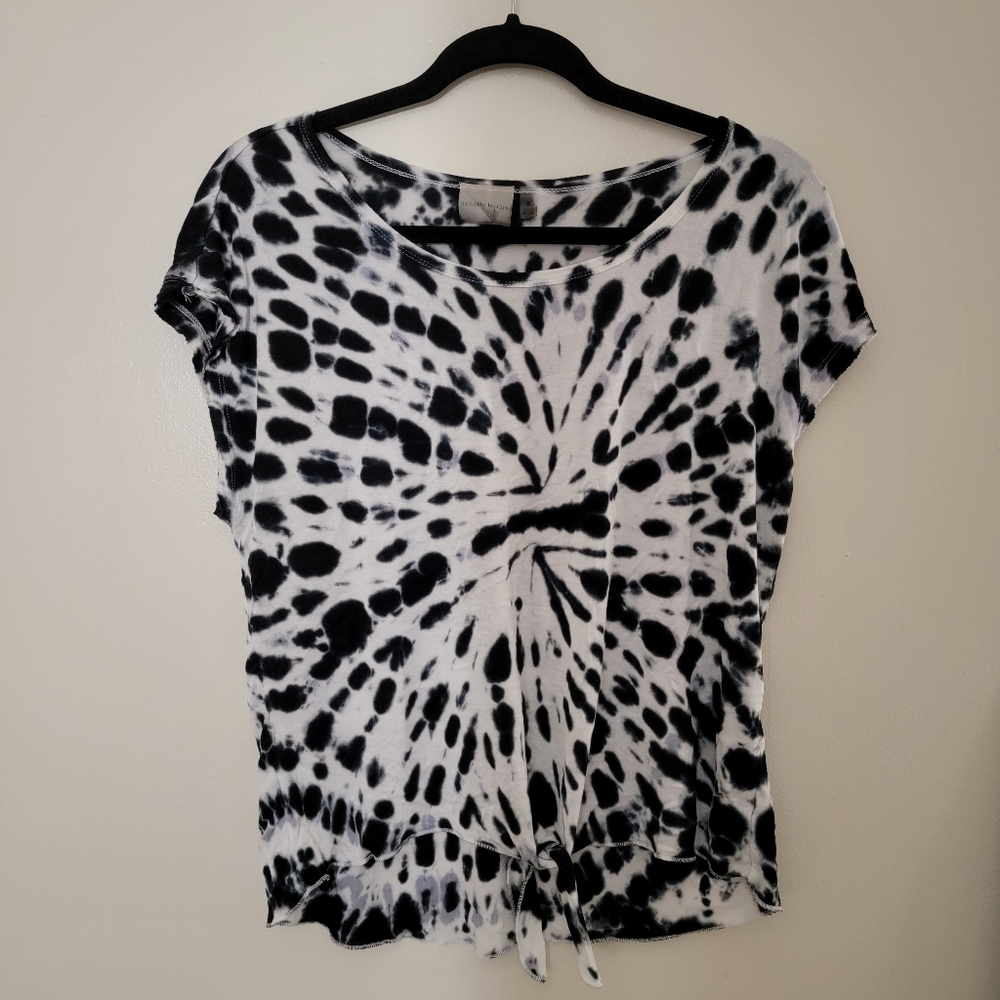 Nanette Lapore Black & White Tye Dye Top Blouse